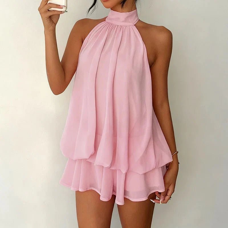 Emilia – Ärmelloses, rückenfreies Neckholder-Minikleid