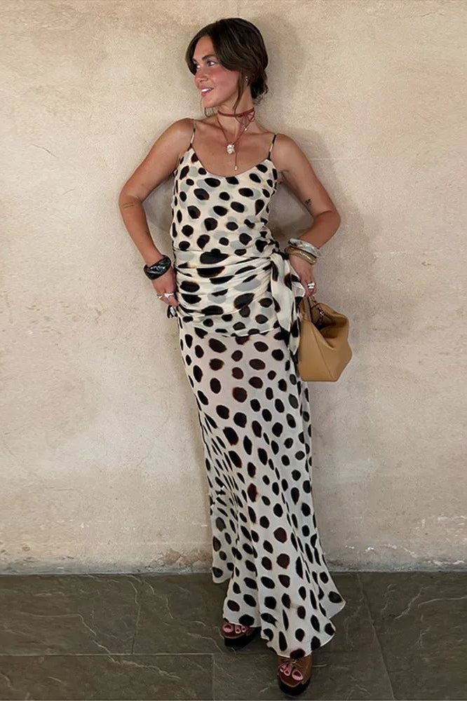 Sabrina – ärmelloses bedrucktes Slip-Kleid mit Schal
