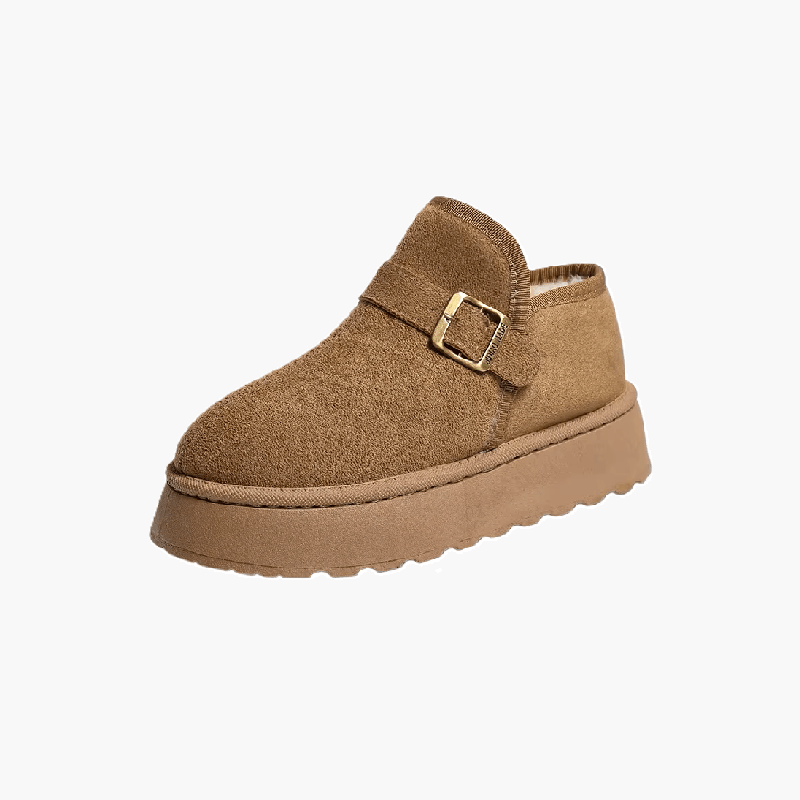 Slip-On Kunstwildleder-Plateau Knöchelstiefel