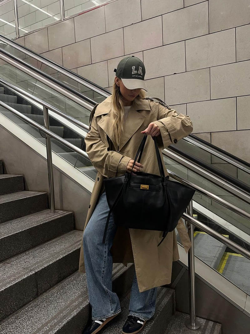 Geräumige Shopper Bag aus veganem Leder