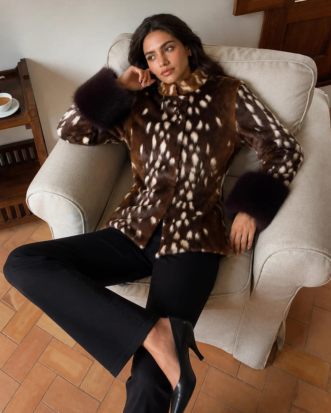 Stehkragen Faux-Fell Bambi Jacke