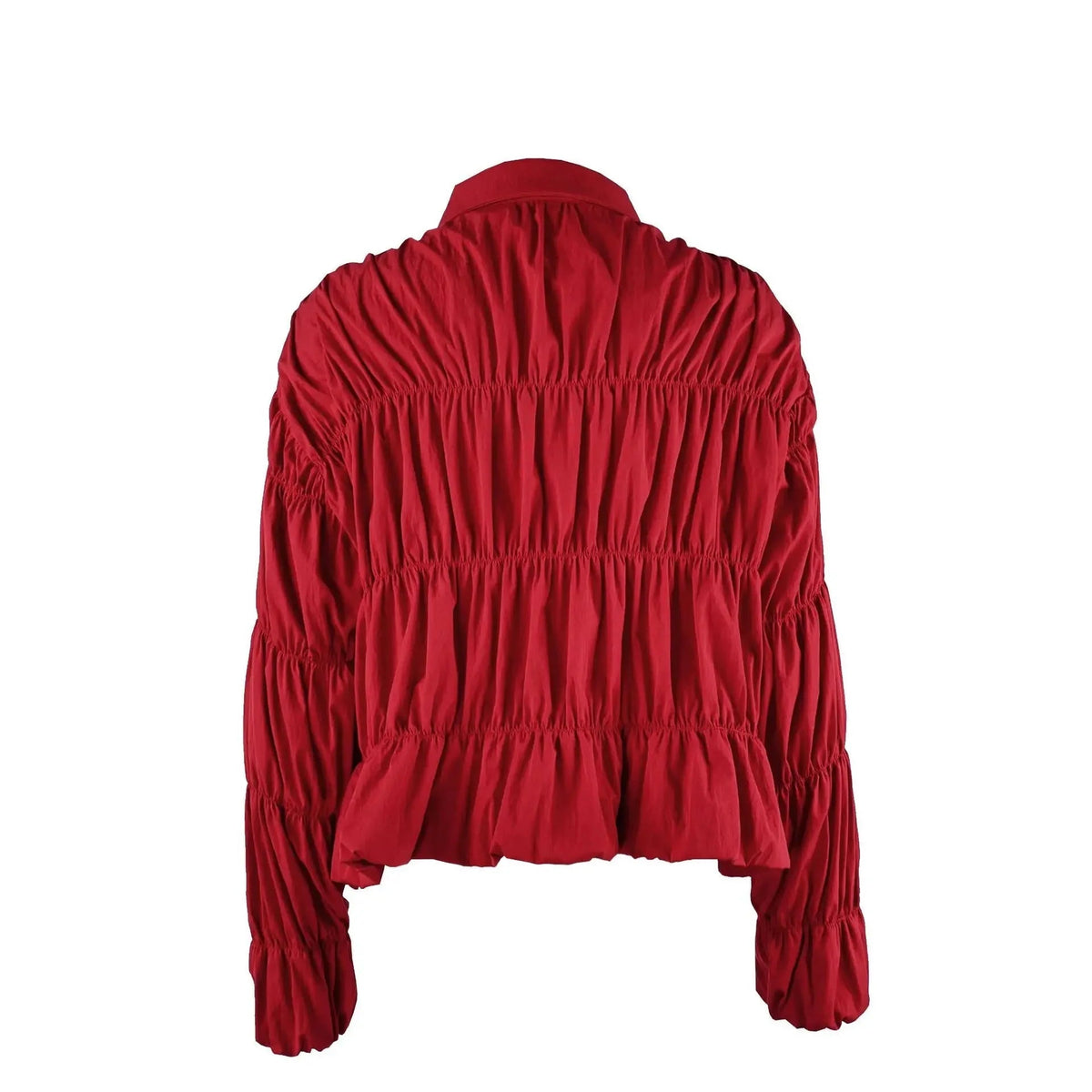 Geraffte Stehkragenjacke mit Reißverschluss