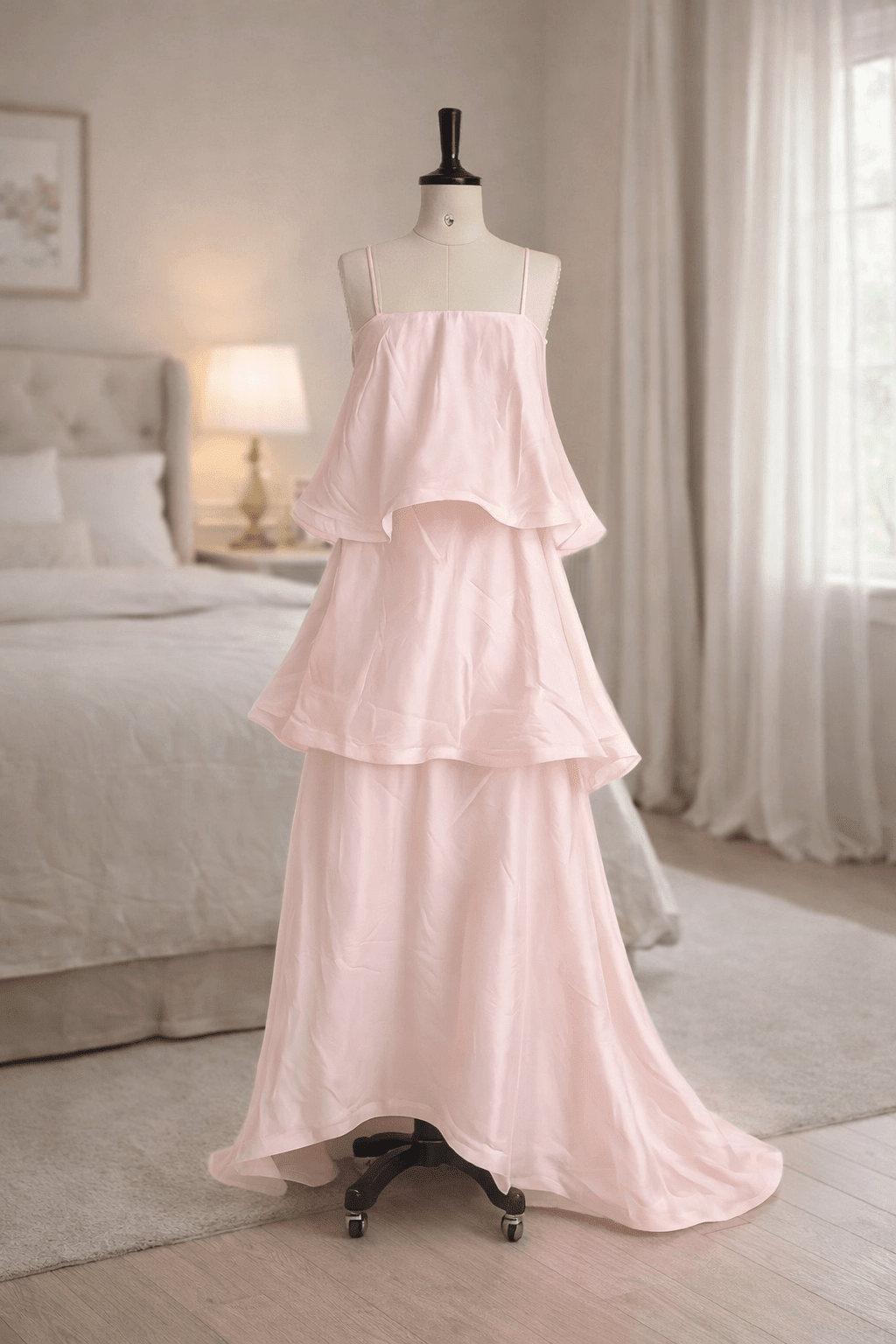 Trägerloses Maxikleid mit Rüschenlagen