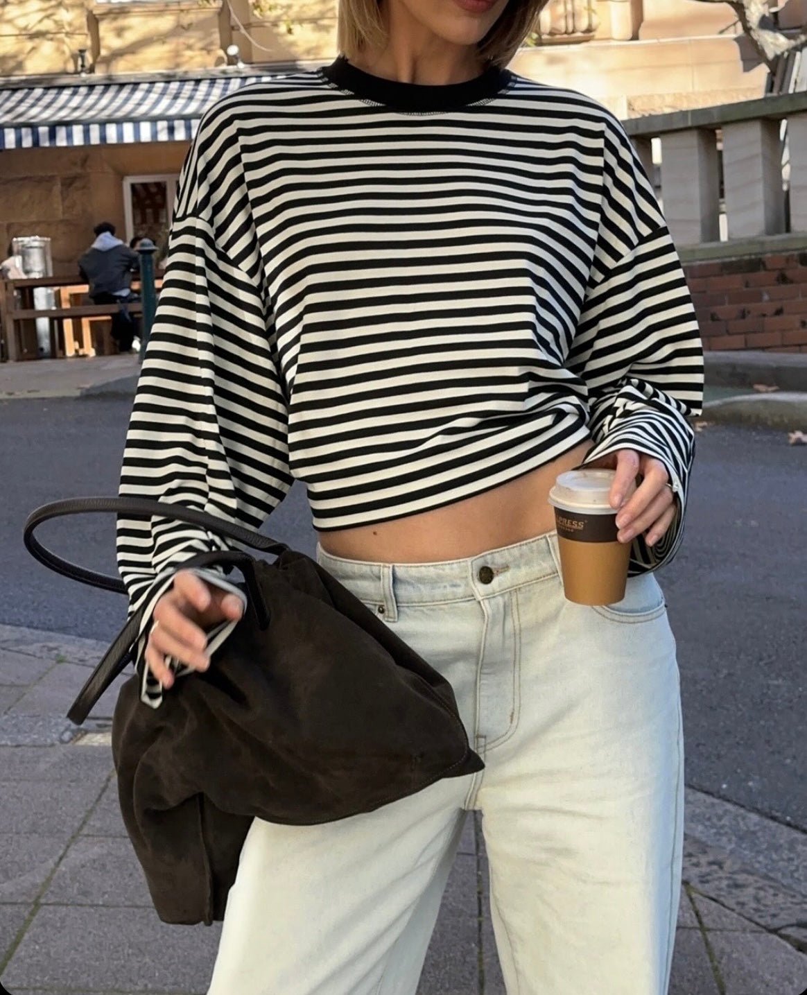 Gestreifter Oversize Strickpullover
