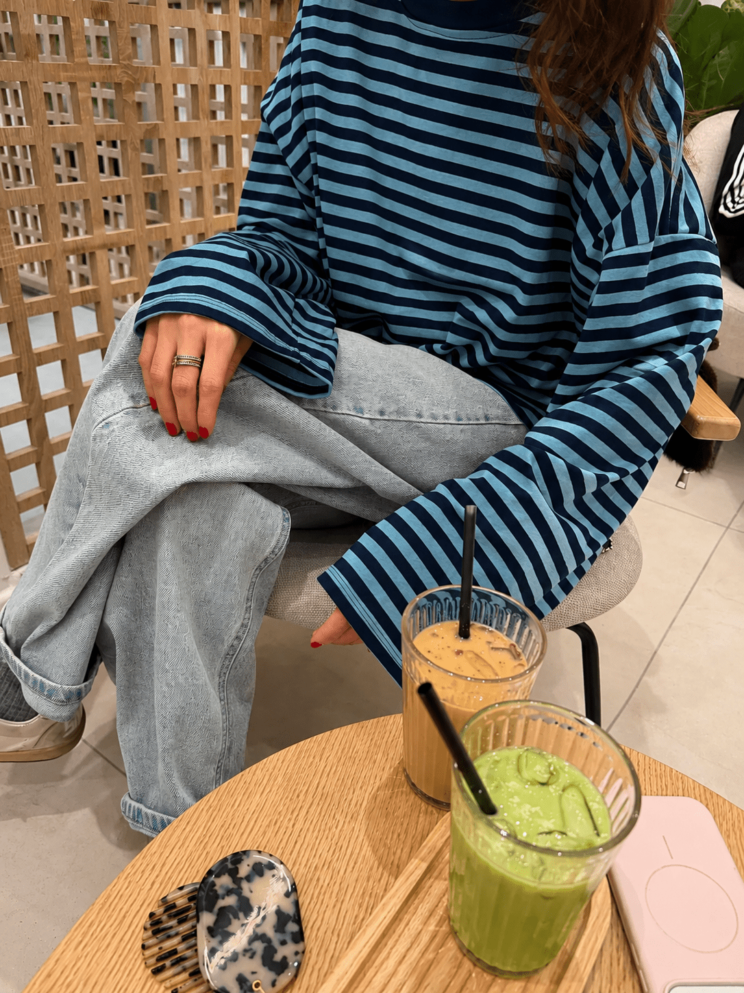Gestreifter Oversize Strickpullover
