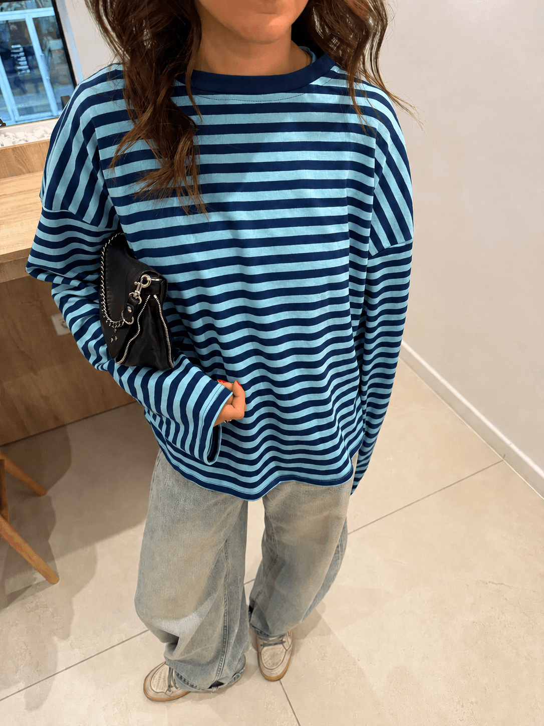 Gestreifter Oversize Strickpullover