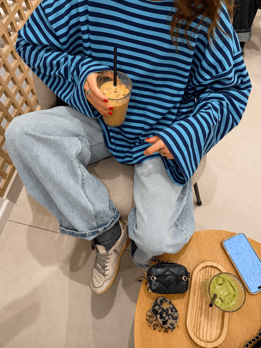 Gestreifter Oversize Strickpullover