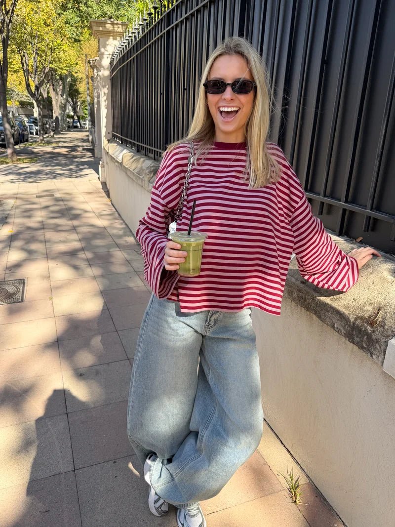 Gestreifter Oversize Strickpullover