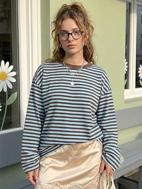 Gestreifter Oversize Strickpullover
