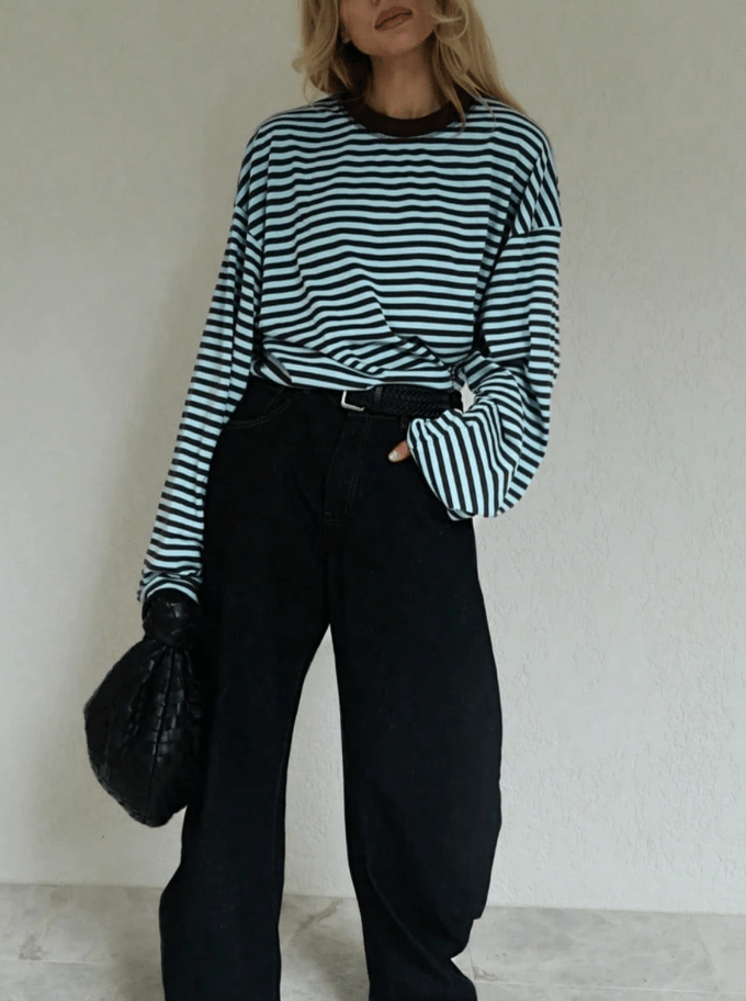 Gestreifter Oversize Strickpullover
