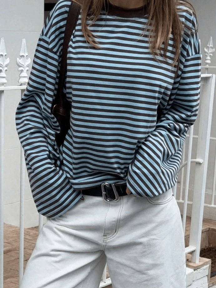 Gestreifter Oversize Strickpullover