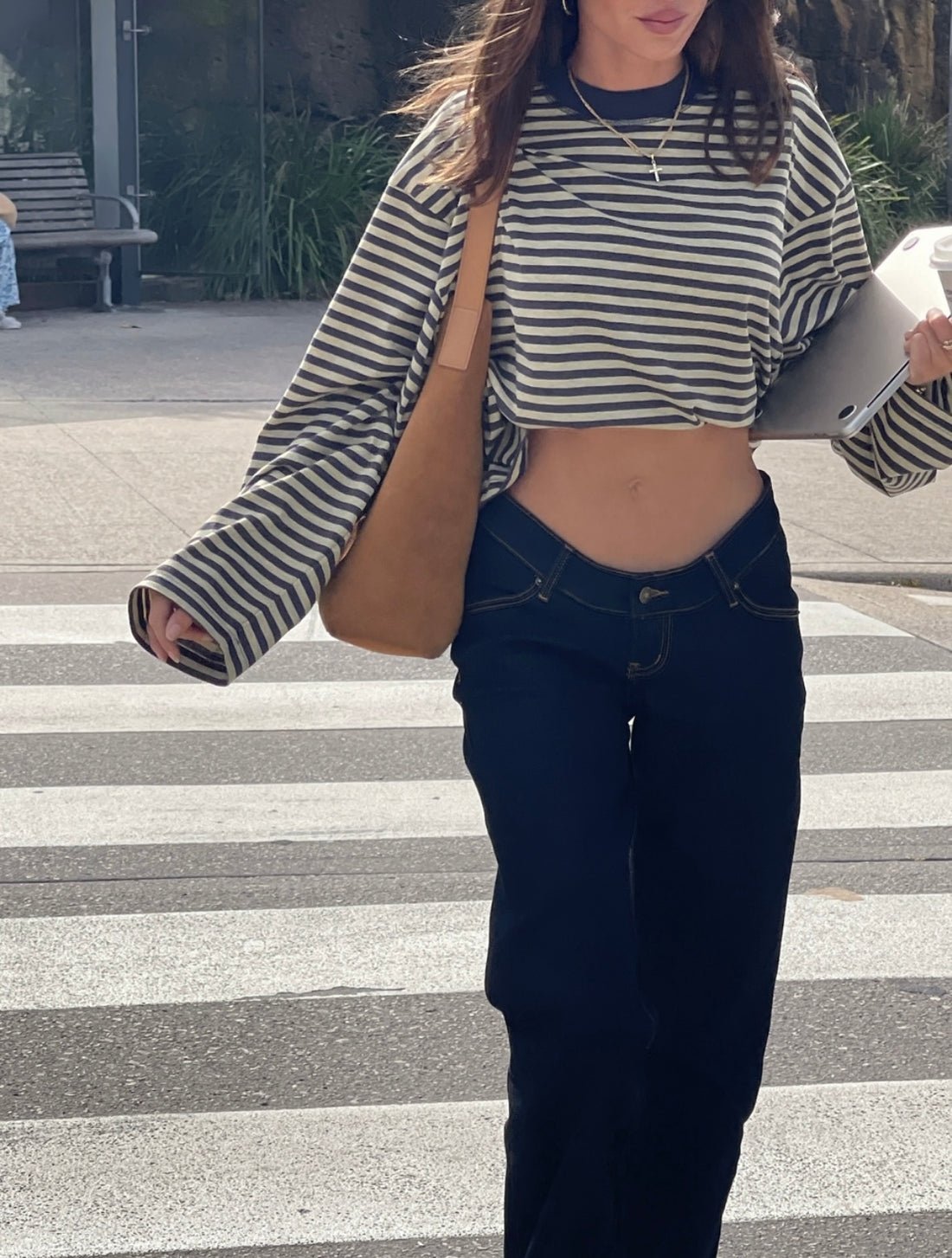 Gestreifter Oversize Strickpullover