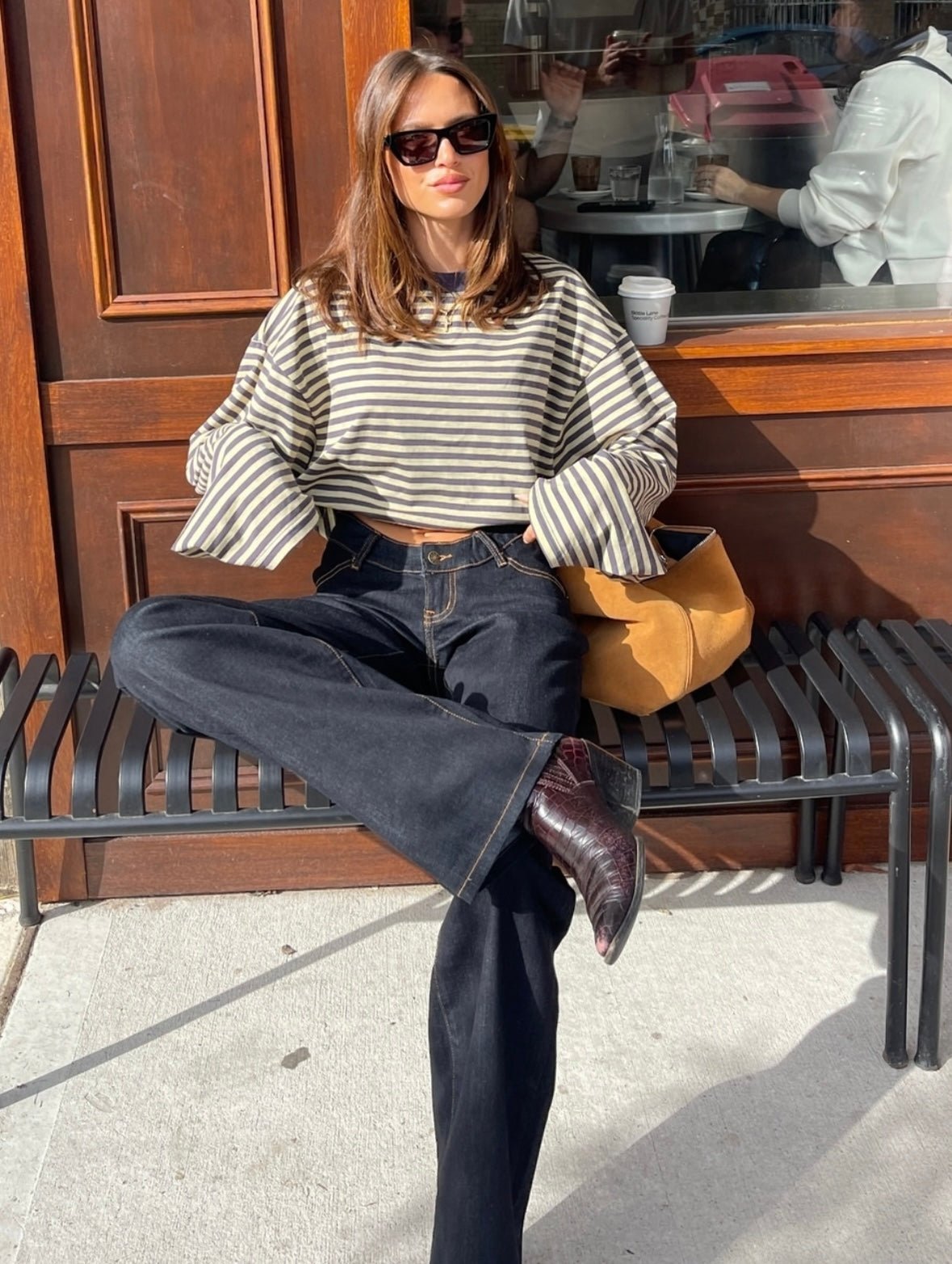 Gestreifter Oversize Strickpullover