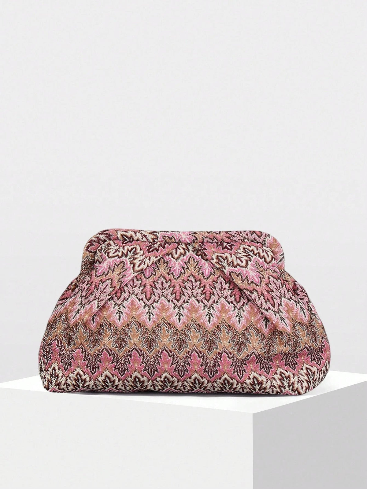 Strukturierte Jacquard-Falten-Clutch