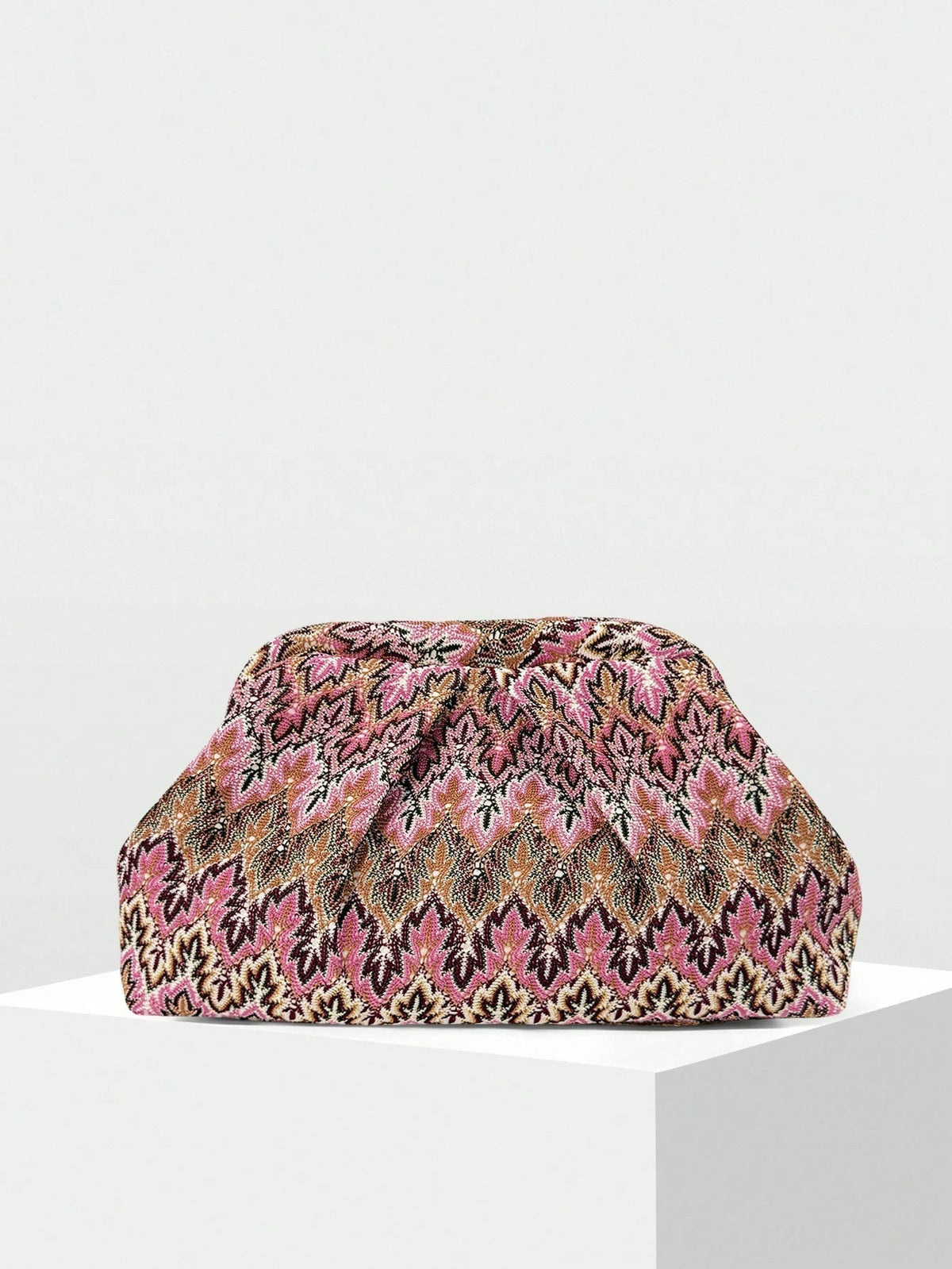 Strukturierte Jacquard-Falten-Clutch