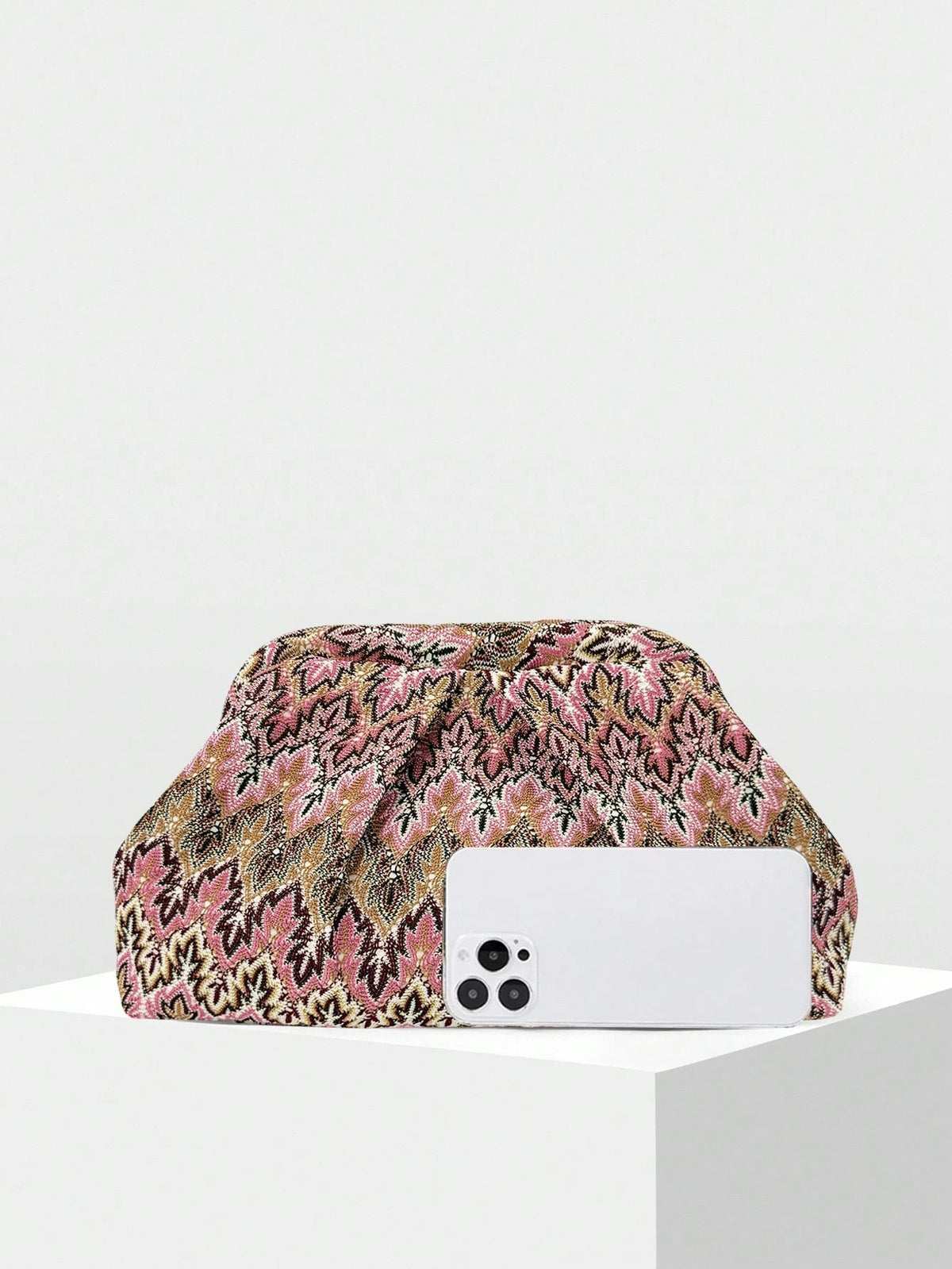 Strukturierte Jacquard-Falten-Clutch