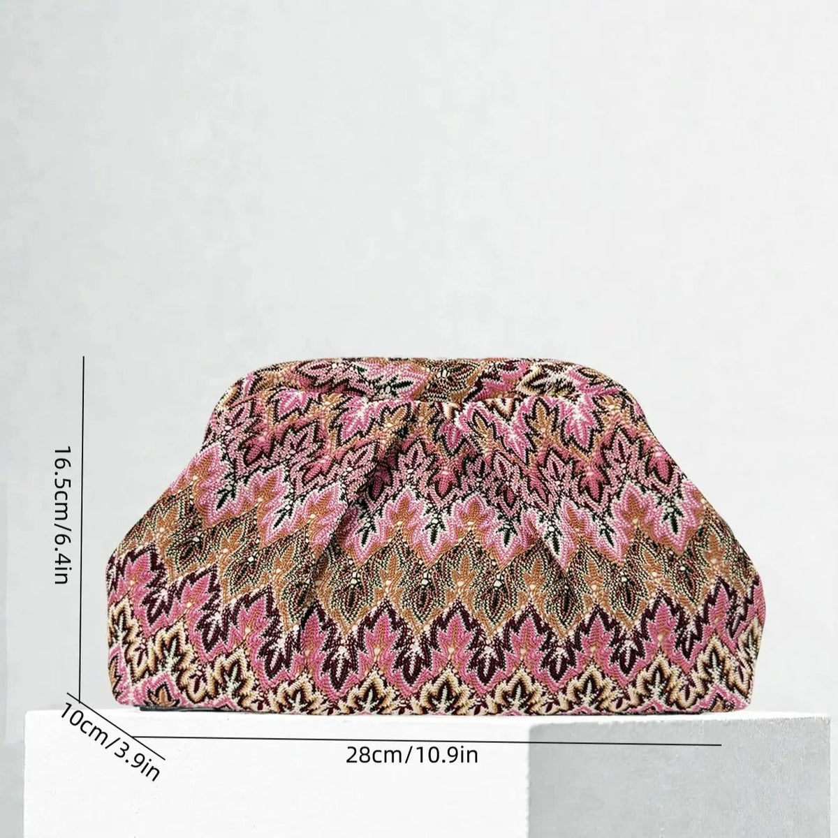 Strukturierte Jacquard-Falten-Clutch