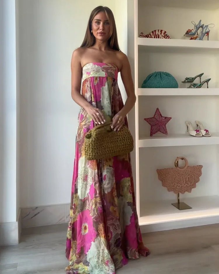 Sabrina – Trägerloses Maxikleid mit Blumenmuster