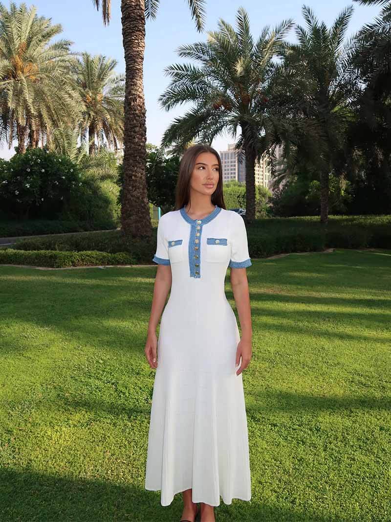 Annie – Weißes Strick-Maxikleid