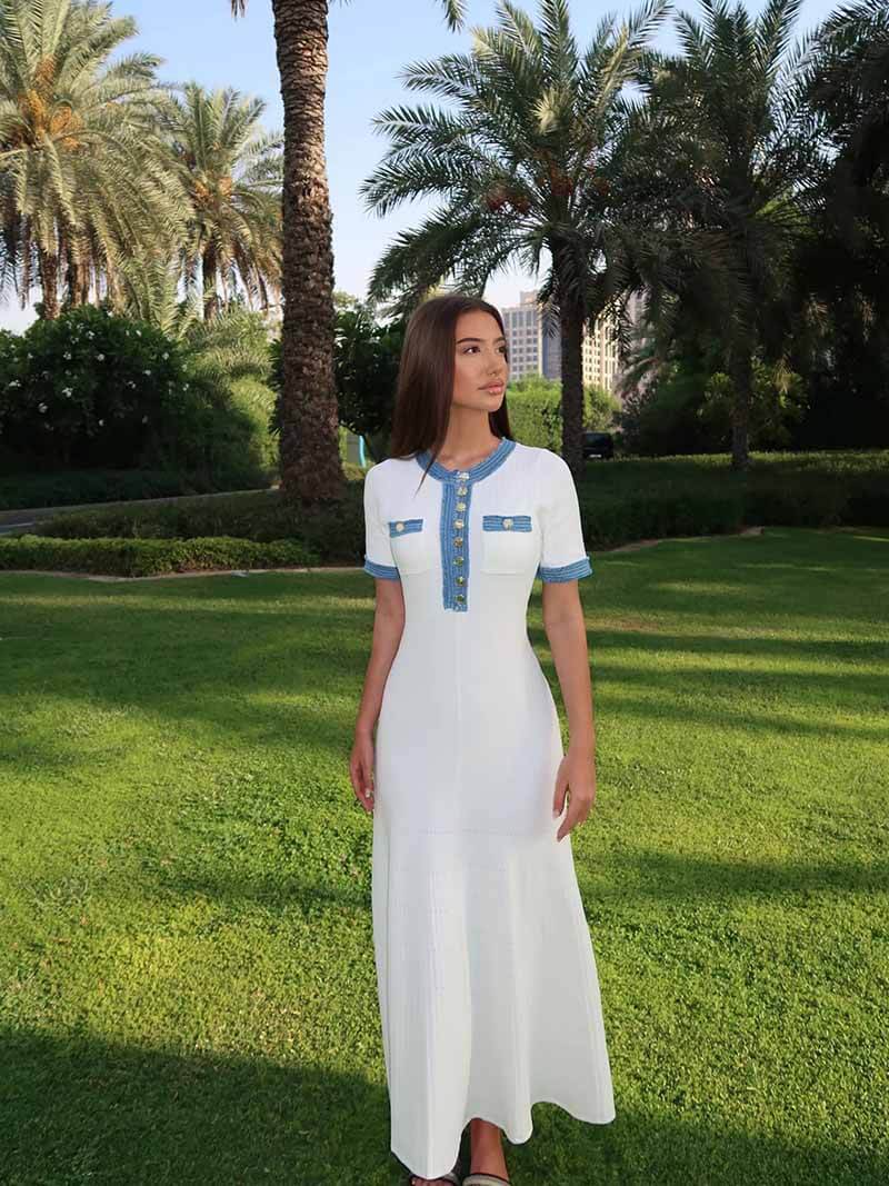 Annie – Weißes Strick-Maxikleid