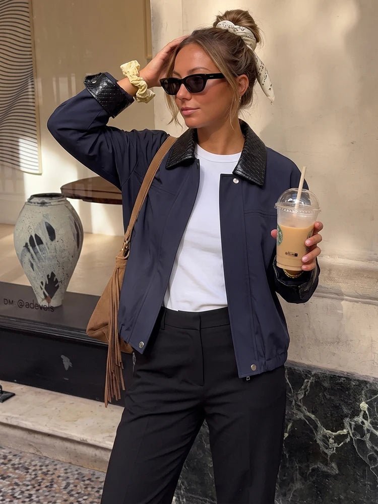 Stylische Bomberjacke mit Kontrastkragen