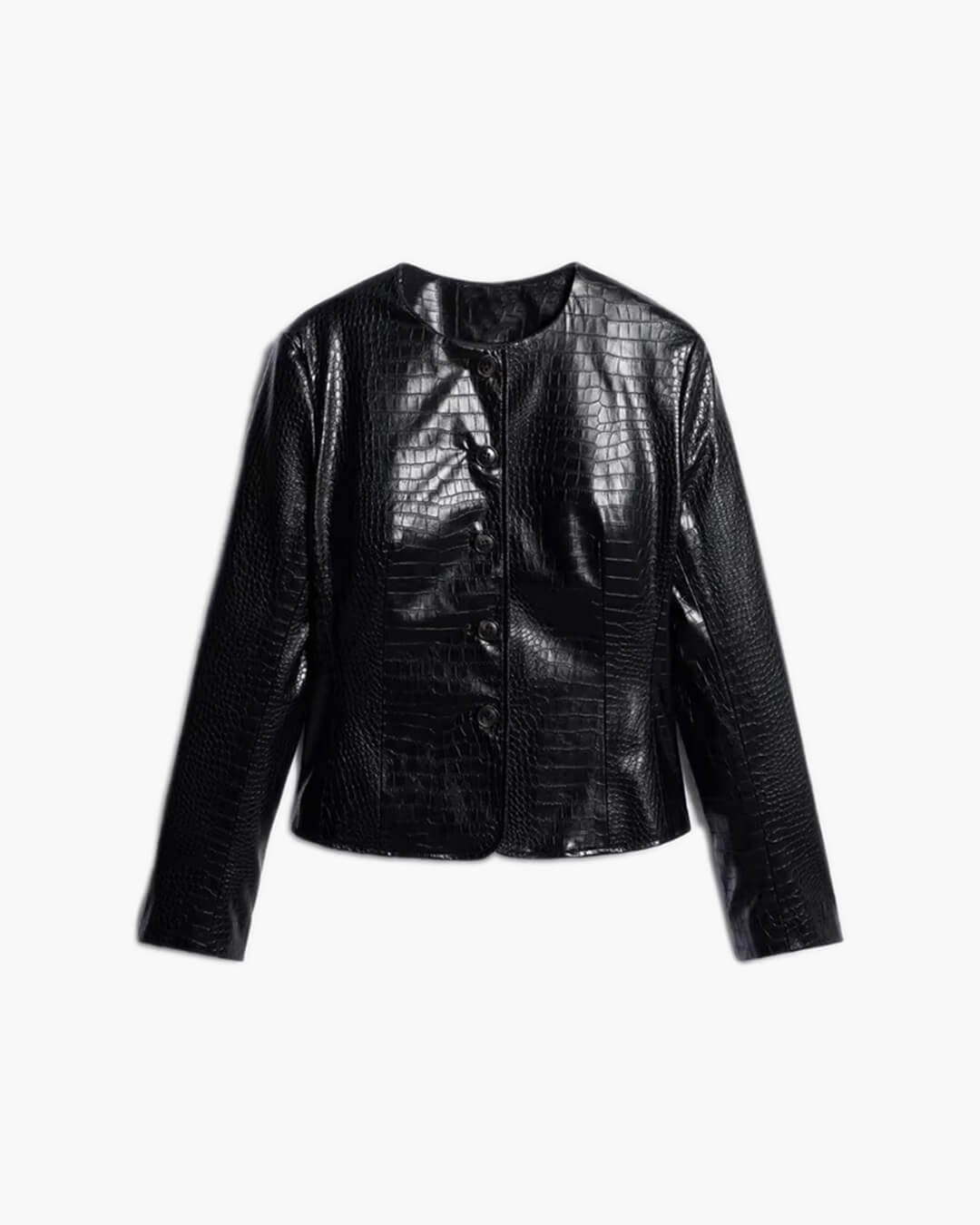 Stilvolle Kunstlederjacke mit Krokoprägung