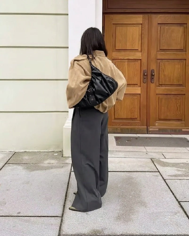 Stilvolle Oversized-Jacke in Veloursoptik mit Reißverschluss