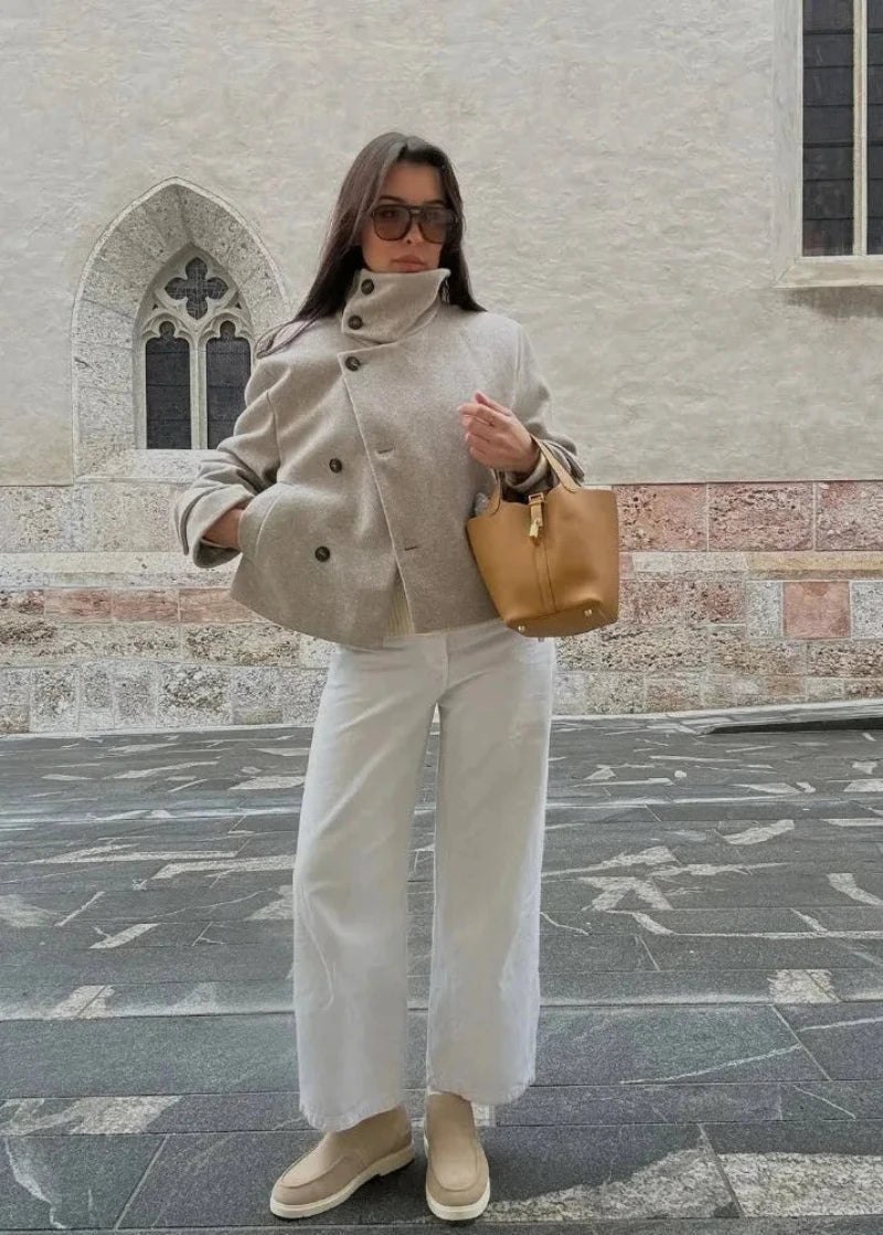 Stilvolle Stehkragen-Jacke mit Taschen