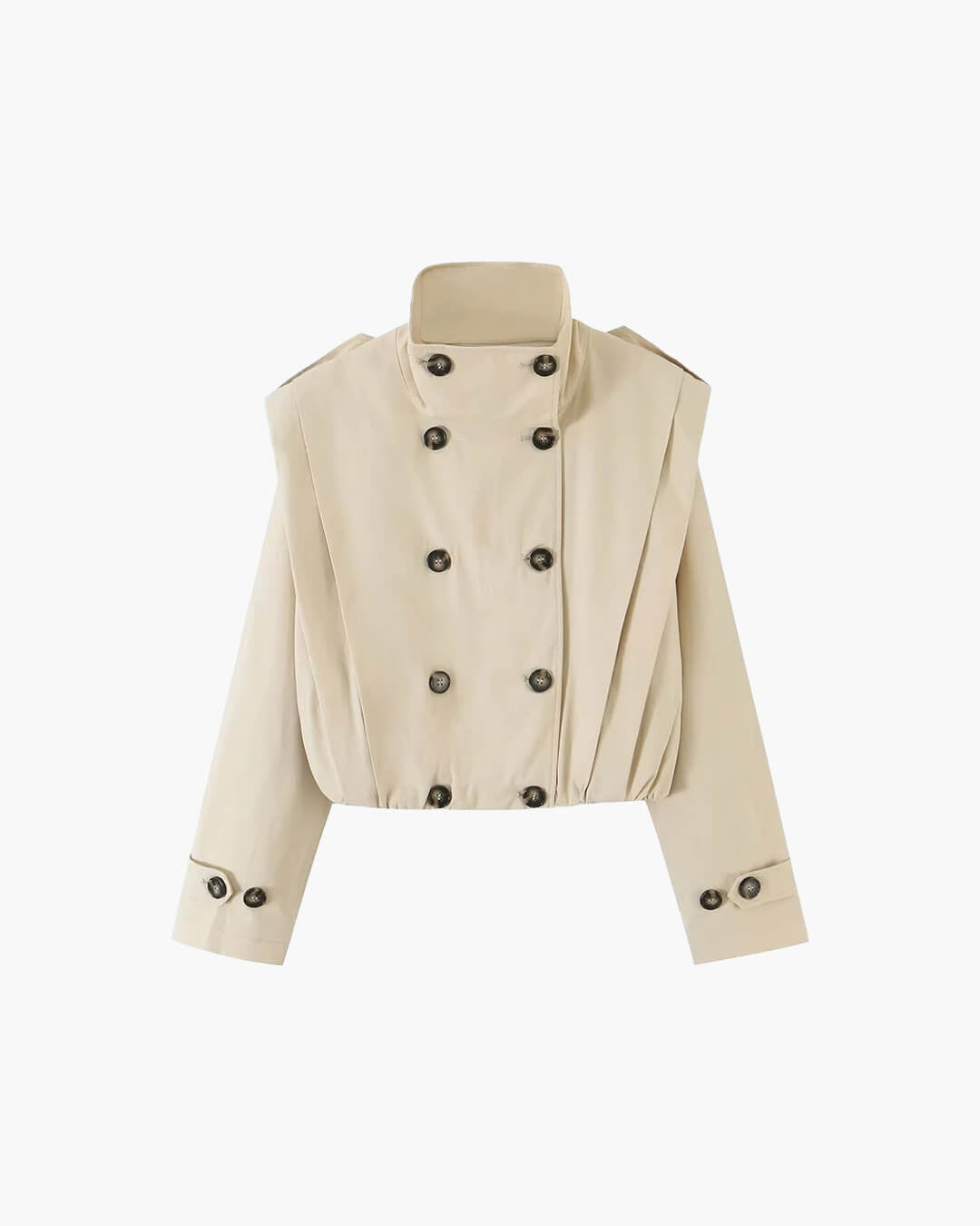 Taillierter plissierter Trenchcoat mit hohem Kragen