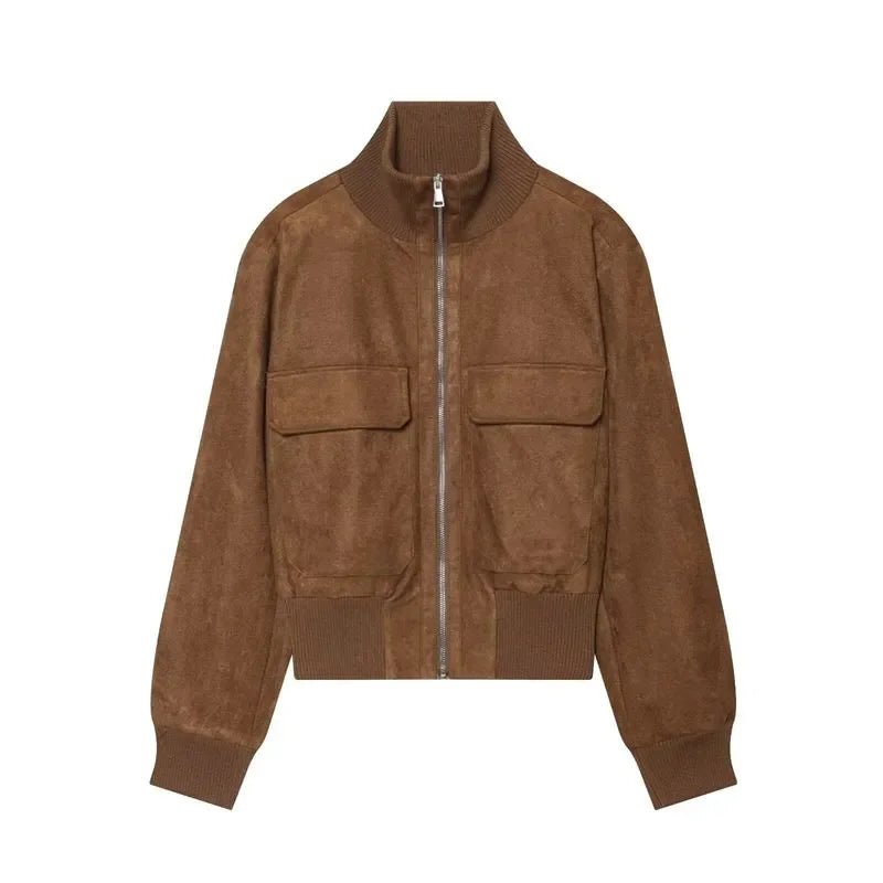 Vintage Kunstwildleder Bomberjacke