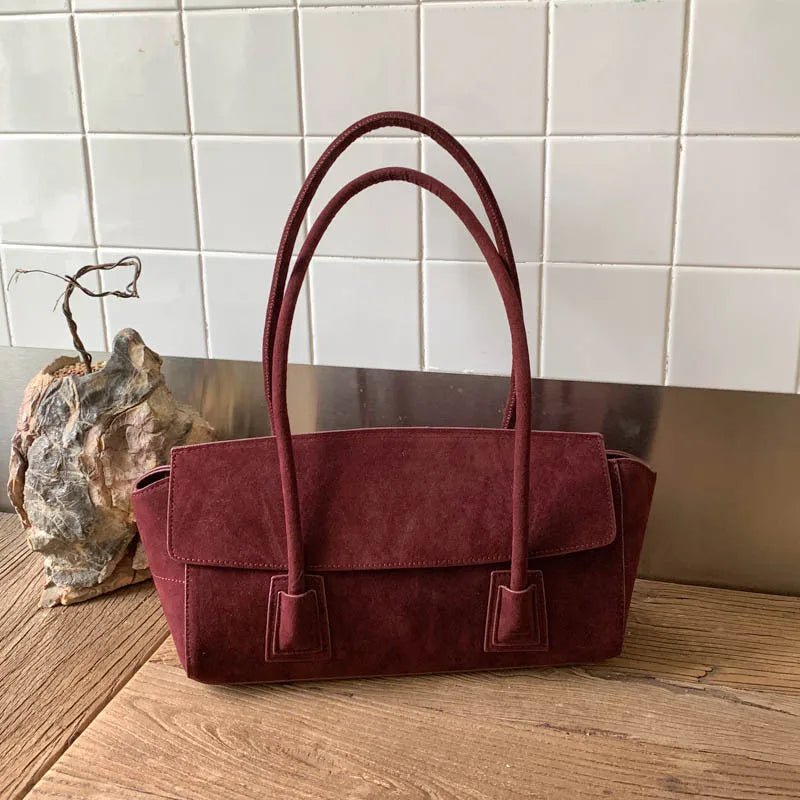 Vintage-Schultertasche aus Wildlederimitat