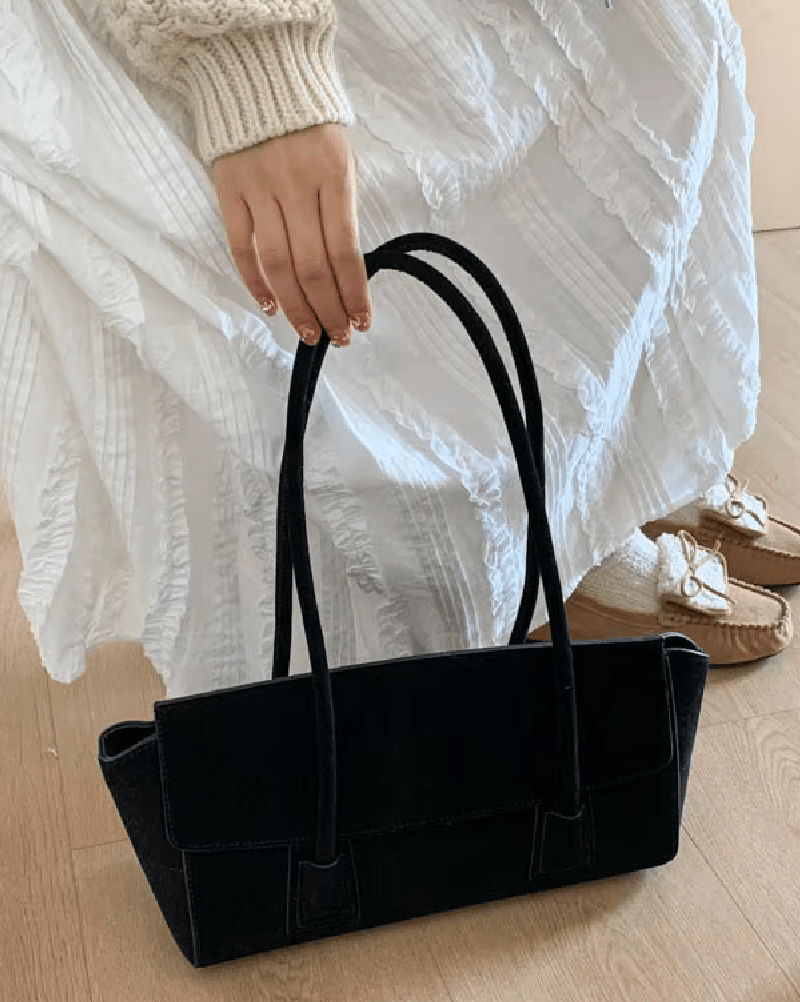 Vintage-Schultertasche aus Wildlederimitat