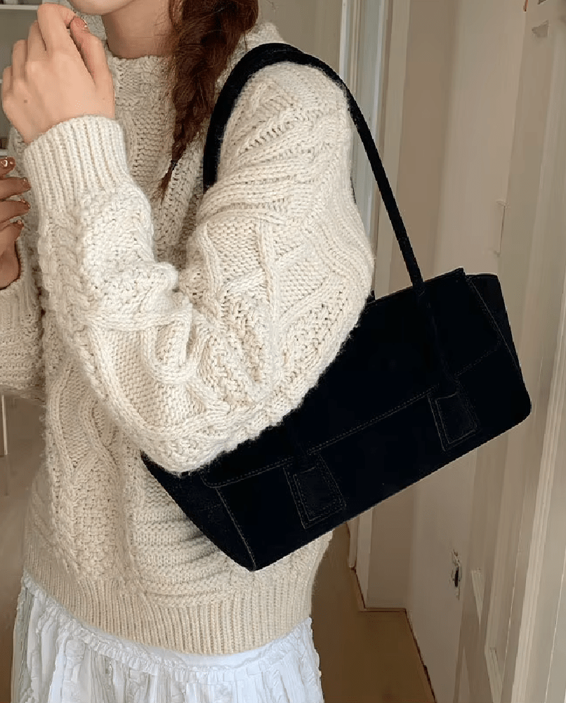 Vintage-Schultertasche aus Wildlederimitat