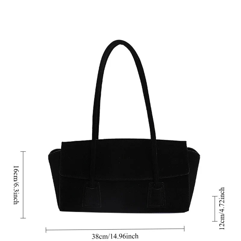 Vintage-Schultertasche aus Wildlederimitat
