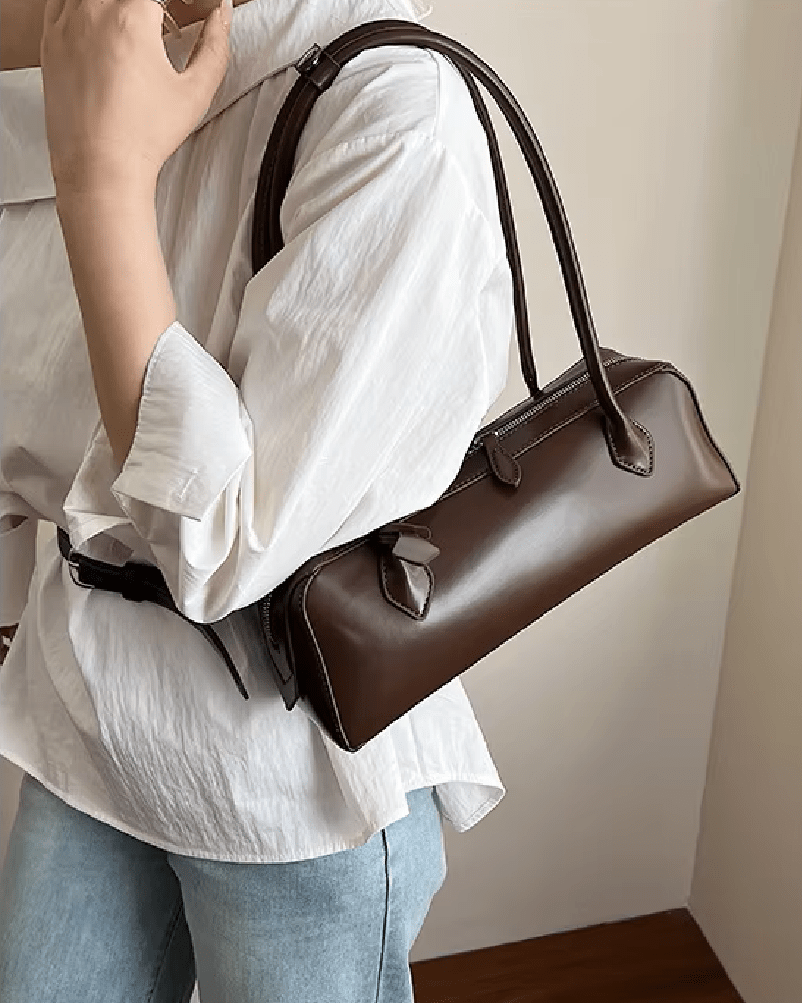 Vintage-Baguette-Tasche aus Kunstleder