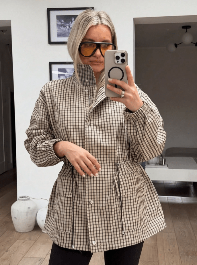Taillierte karierte Jacke im Vintage-Stil