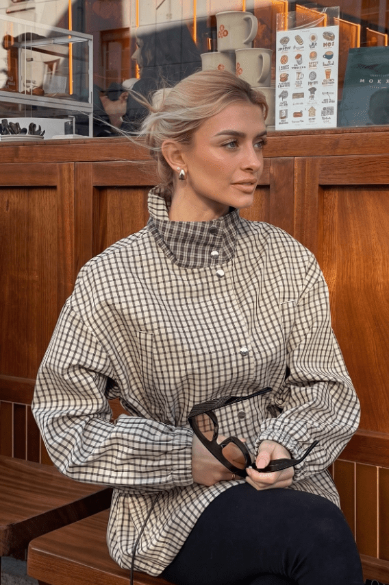 Taillierte karierte Jacke im Vintage-Stil
