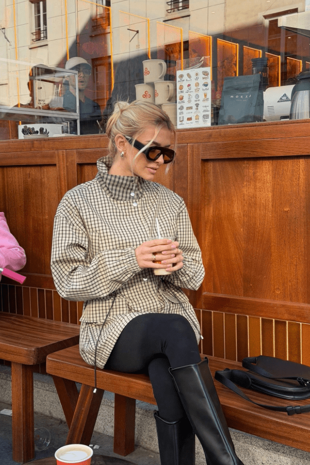 Taillierte karierte Jacke im Vintage-Stil