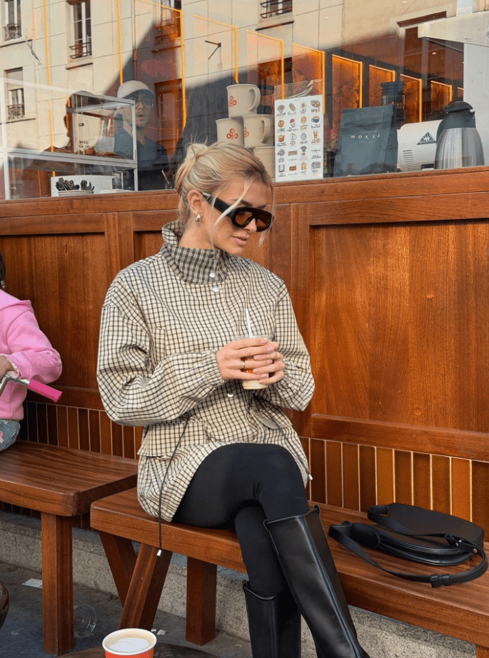 Taillierte karierte Jacke im Vintage-Stil