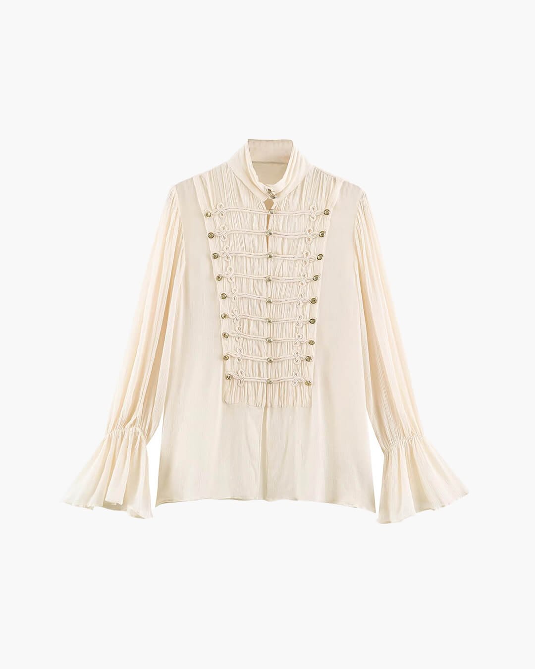 Vintage-Bluse mit Stehkragen und Knebelknöpfen