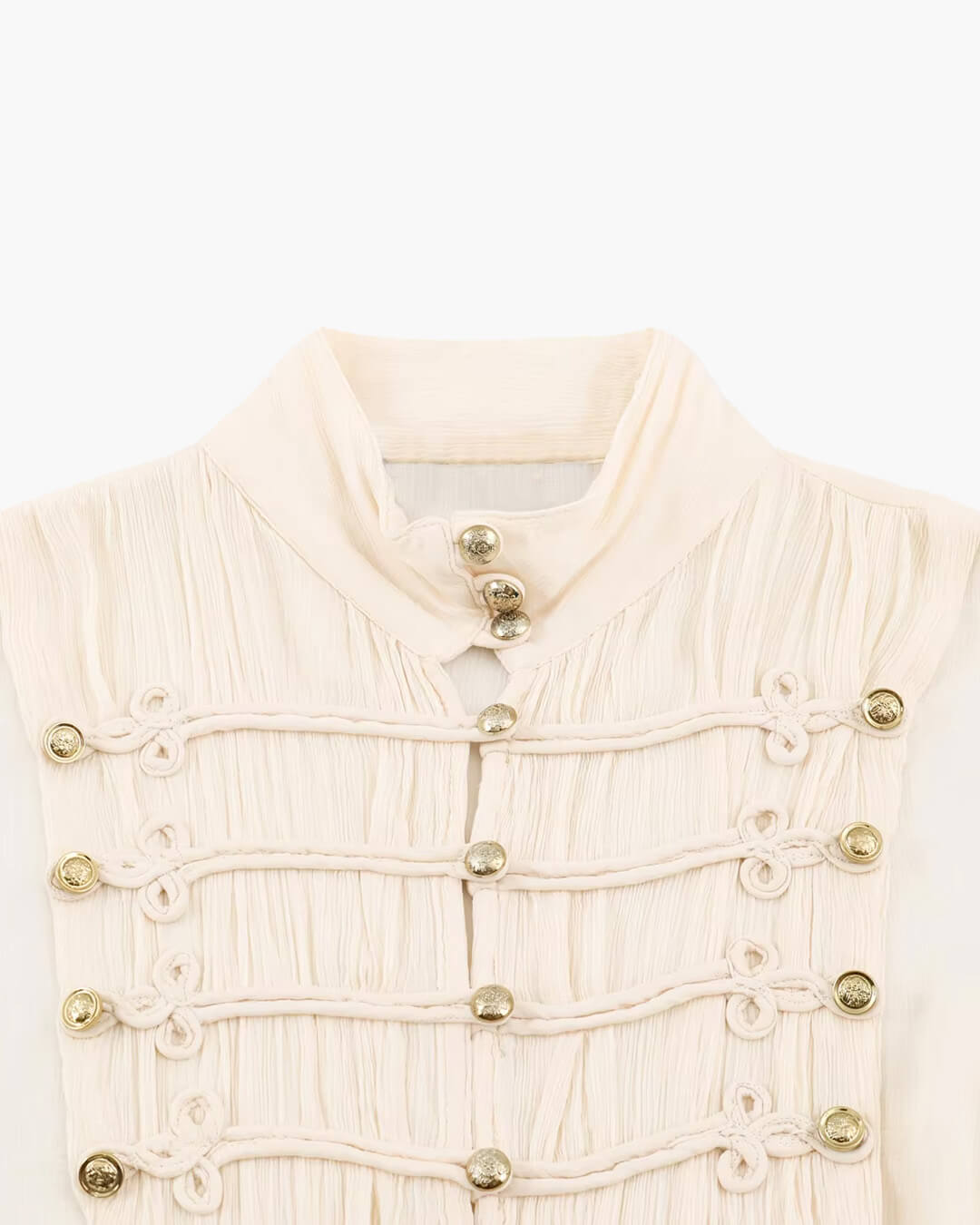Vintage-Bluse mit Stehkragen und Knebelknöpfen