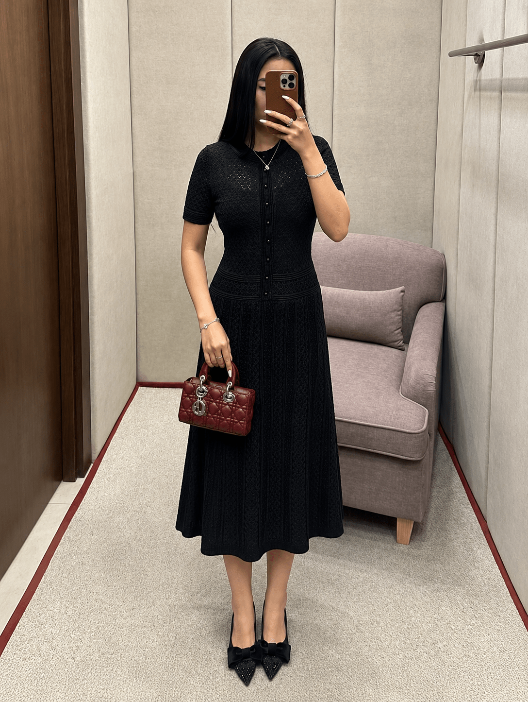 Viviana – Strick-Midikleid mit halber Knopfleiste