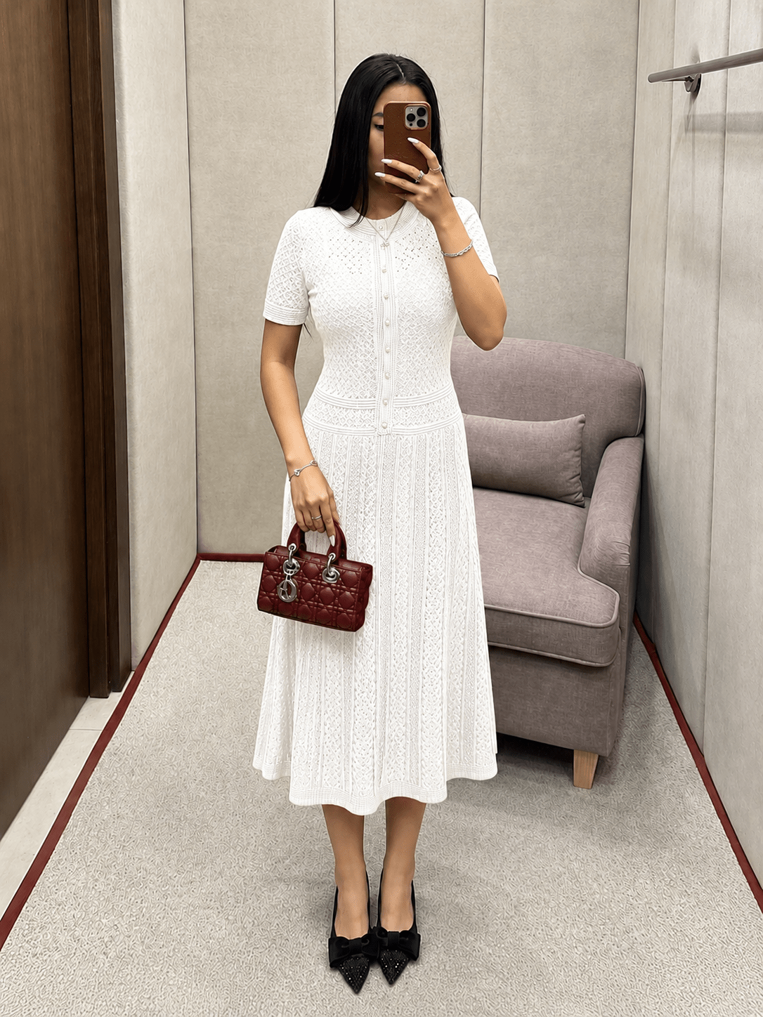Viviana – Strick-Midikleid mit halber Knopfleiste