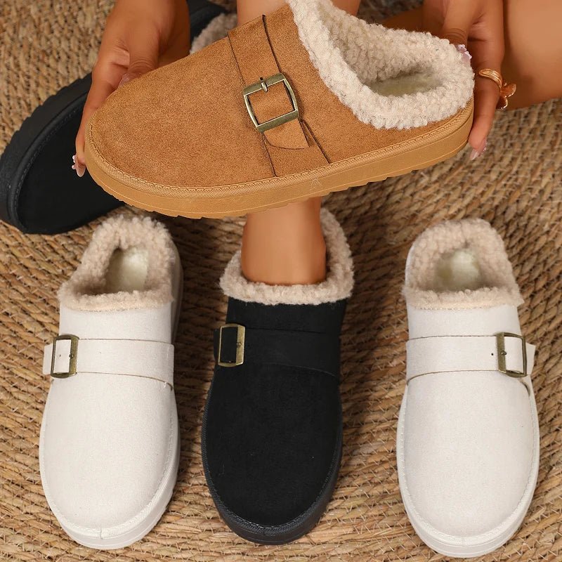 Warme Kunstfellgefütterte Wildleder-Clogs
