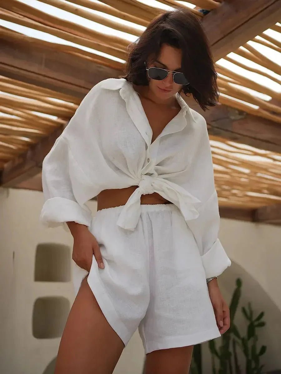 Yui – Shorts-Set mit Revers und Laternenärmeln