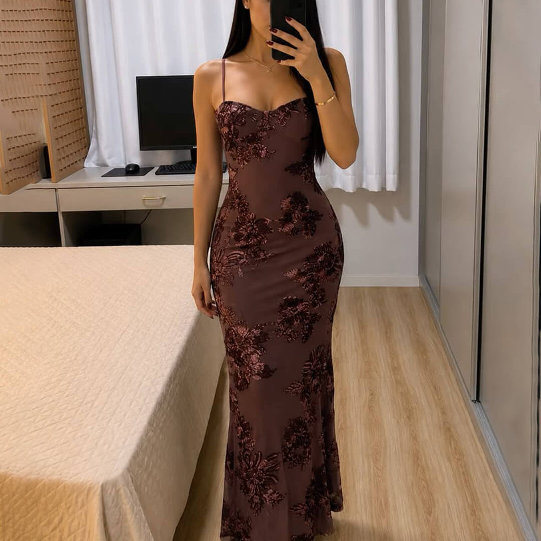 Julie Bodycon Applikation Rückenknoten Abendkleid