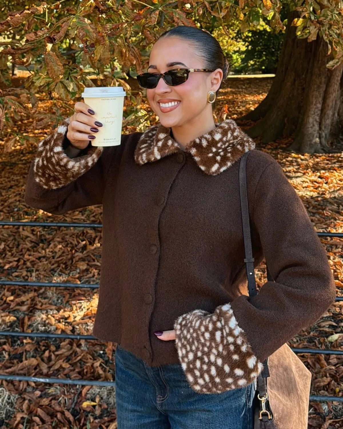 Bambi Faux Fur Trim Knit Cardigan
