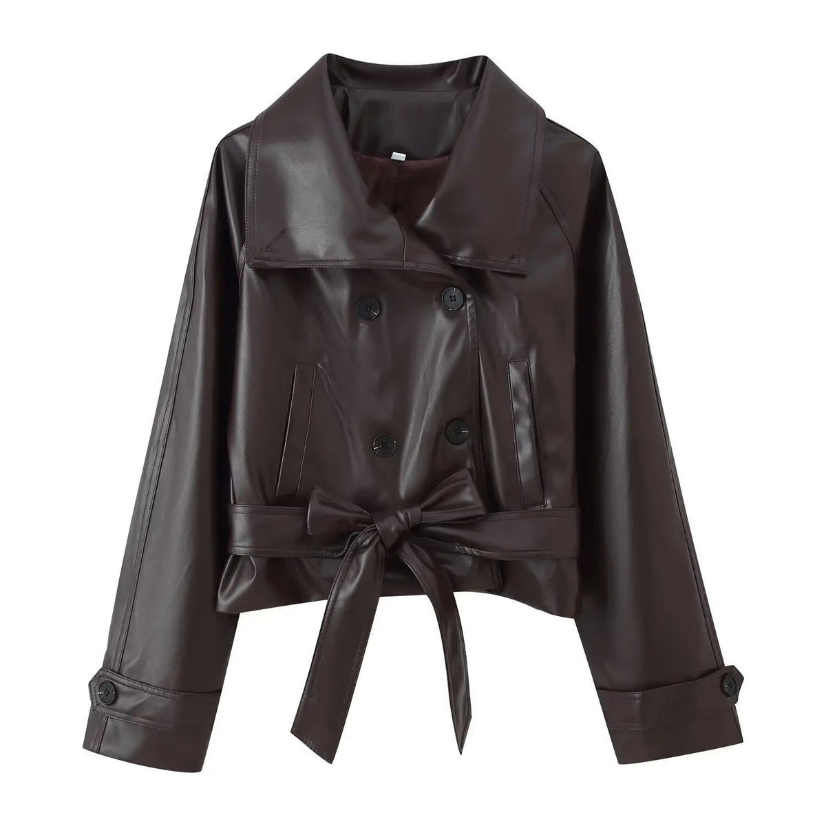 Sandra Faux Leather Lace-Up Trench