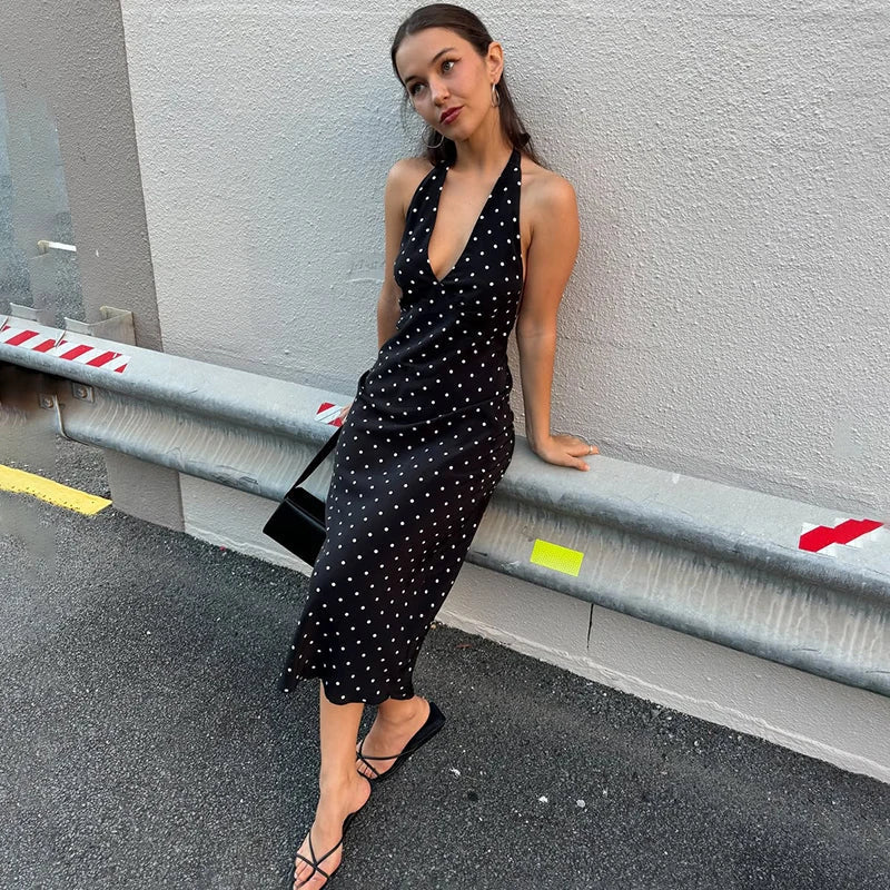 Keira Maxikleid mit Polka-Dots und Neckholder