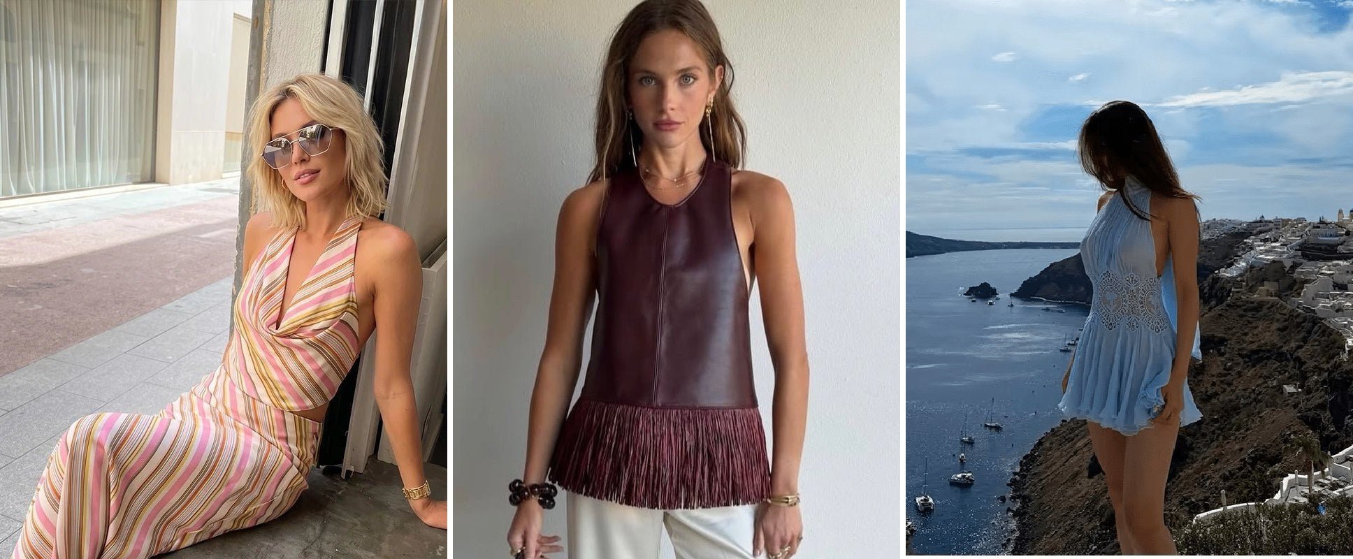 Das Neckholdertop im August: vier Outfits, eine Silhouette
